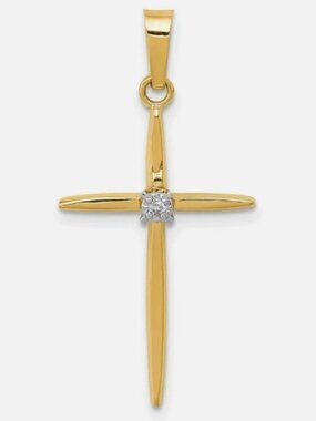 10KT Yellow Gold Cross Pendant with 10KT Gold Fine Rope Chain